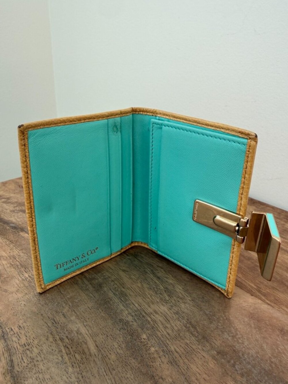 Tiffany & Co. Authentic Vintage Yellow Textured Leather Bifold Wallet